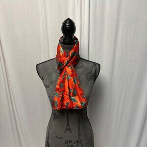 Red Holiday Scarf 58 x 10 inch Vintage Holly Berries Christmas